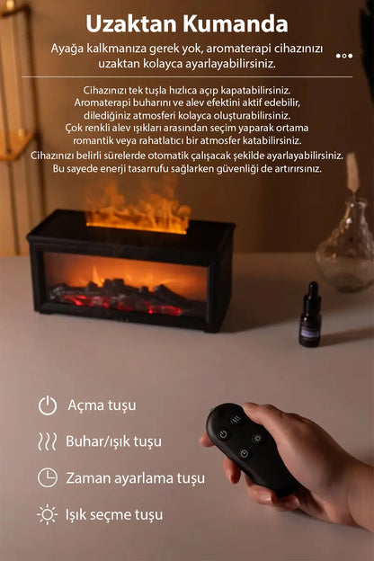Şömine Tasarımlı Aromaterapi Difüzörü Ultrasonik Hava Nemlendici